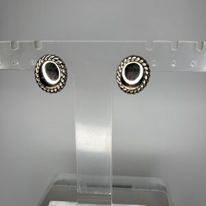 Elegant Silver and Black Stud Earrings